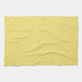 Lemon Yellow Greek Key Patroon Theedoek (Horizontaal)