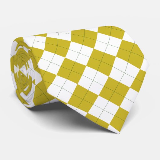 Lemon Yellow Green en White Argyle Stropdas (Opgerold)