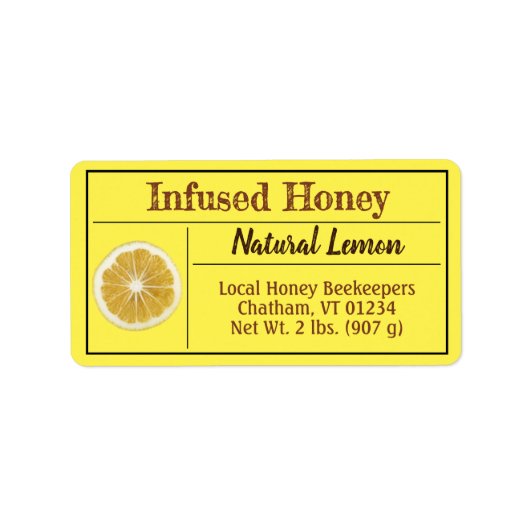 Lemon Yellow Infused Honey Product Etiket (Voorkant)