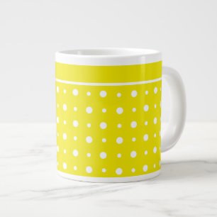 Lemon Yellow Jumbo Mok, White Polka Dots Grote Koffiekop
