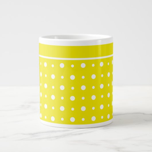 Lemon Yellow Jumbo Mok, White Polka Dots Grote Koffiekop (Voorkant)