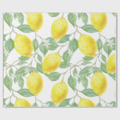 Lemon Yellow Leaves Green Pattern Cadeaupapier (Vlak)