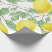 Lemon Yellow Leaves Green Pattern Cadeaupapier (Hoek)