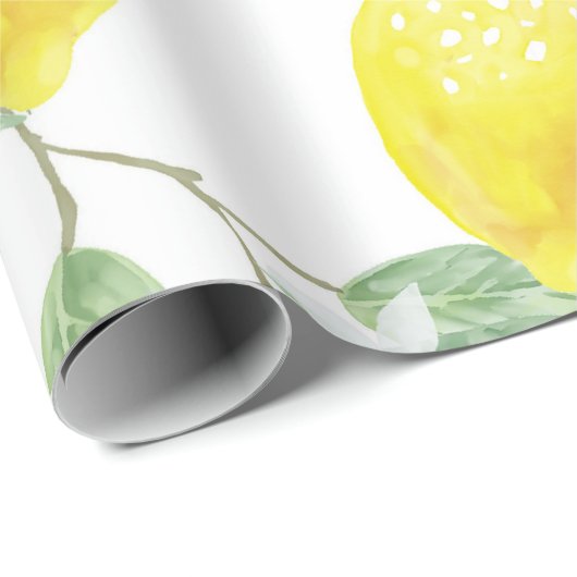 Lemon Yellow Leaves Green Pattern Cadeaupapier (Rol Hoek)