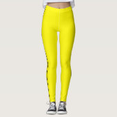 Lemon Yellow Leggings with Black Side Stripe (Voorkant)