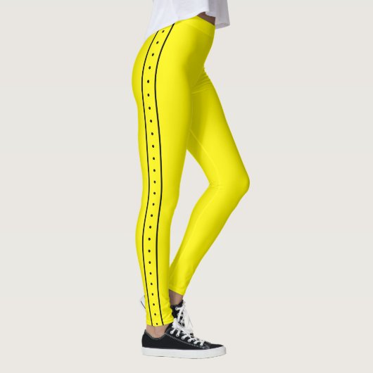 Lemon Yellow Leggings with Black Side Stripe (Rechts)