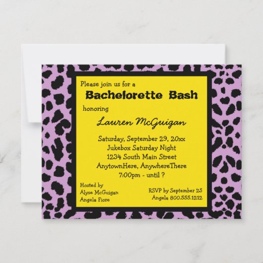 Lemon Yellow Leopard Print Party Kaart (Voorkant)