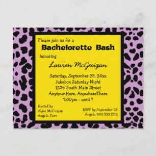 Lemon Yellow Leopard Print Party Kaart