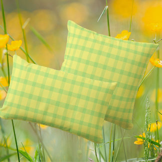 Lemon Yellow Lime Green Rustic Plaid Check Kussen