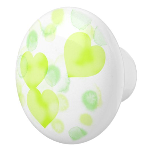 Lemon Yellow Love Hearts Keramische Knop (Rechts)