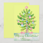 Lemon Yellow Merry kerstboomvakantie Kaart (Voorkant / Achterkant)