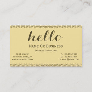 Lemon Yellow met Golden Brown HALLO Text Visitekaartje