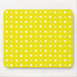 Lemon Yellow Mousepad, White Polka Dots Muismat
