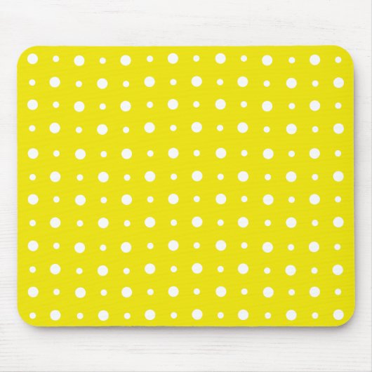 Lemon Yellow Mousepad, White Polka Dots Muismat (Voorkant)