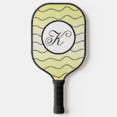 Lemon Yellow Name Initial Black Calligraphy Text Pickleball Paddle (Voorkant)