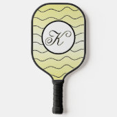 Lemon Yellow Name Initial Black Calligraphy Text Pickleball Paddle (Achterkant)