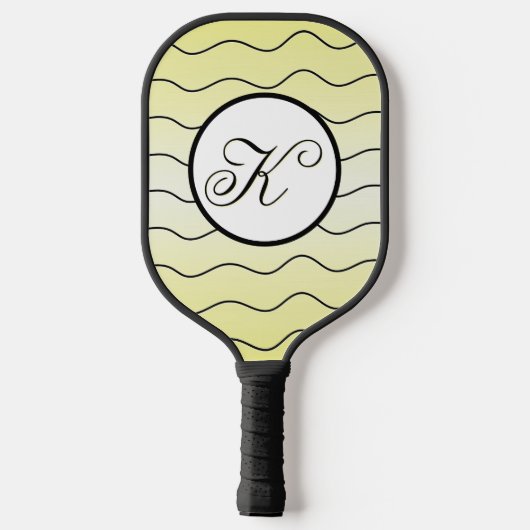 Lemon Yellow Name Initial Black Calligraphy Text Pickleball Paddle (Achterkant)