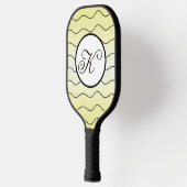 Lemon Yellow Name Initial Black Calligraphy Text Pickleball Paddle (Links)