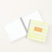 Lemon Yellow Oranje Waterverf Stripe gepersonalise Notitieboek (Binnen)