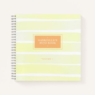 Lemon Yellow Oranje Waterverf Stripe persoonlijke Notitieboek