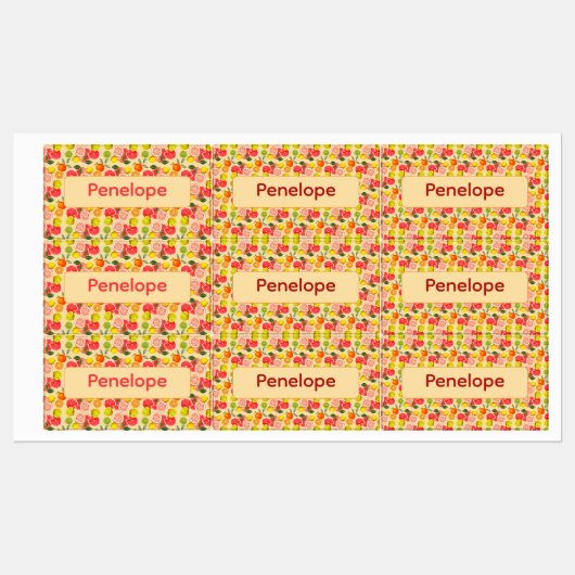 Lemon yellow pattern Labels with name (Vel)