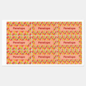 Lemon yellow pink pattern Labels with name (Vel)