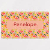 Lemon yellow pink pattern Labels with name (Design 2)