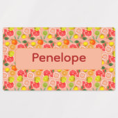 Lemon yellow pink pattern Labels with name (Design 1)