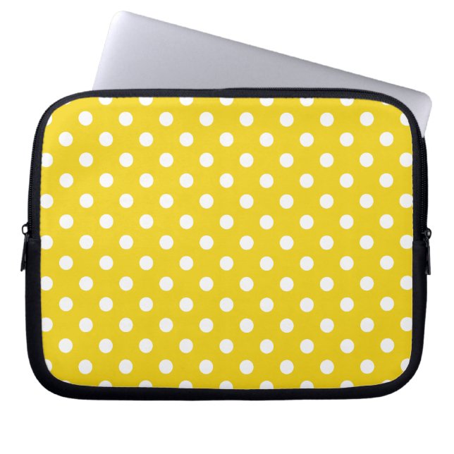 Lemon Yellow Polka Dot Pattern Laptop Sleeve (Voorkant)