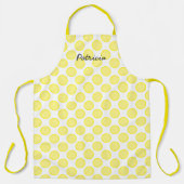 Lemon Yellow Polka Dots aangepaste naam kleurrijke Schort (Voorkant)