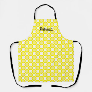 Lemon Yellow Polka Dots aangepaste naam kleurrijke Schort