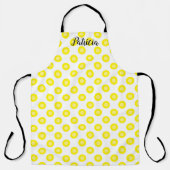 Lemon Yellow Polka Dots aangepaste naam kleurrijke Schort (Voorkant)