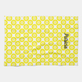 Lemon Yellow Polka Dots Custom Name Summer Herfst Theedoek (Horizontaal)