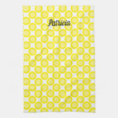 Lemon Yellow Polka Dots Custom Name Summer Herfst Theedoek (Verticaal)
