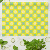 Lemon Yellow Polka Dots Sage Green Custom Name Theedoek (Gevouwen)