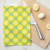 Lemon Yellow Polka Dots Sage Green Custom Name Theedoek (Quarter Fold)