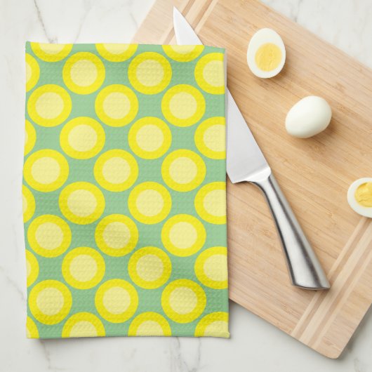 Lemon Yellow Polka Dots Sage Green Custom Name Theedoek (Quarter Fold)