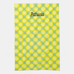 Lemon Yellow Polka Dots Sage Green Custom Name Theedoek