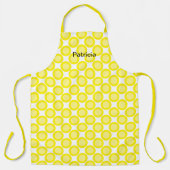 Lemon Yellow Polka Dots White - aangepaste naam Schort (Voorkant)