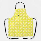 Lemon Yellow Polka Dots White - aangepaste naam Schort (Voorkant)