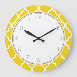 Lemon Yellow Quatrefoil Patroon Grote Klok