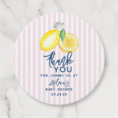 Lemon Yellow Retro Modern Baby shower Dank u Bedankjes Labels (Voorkant)