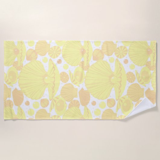 Lemon Yellow Seashell Pattern Coastal Strandlaken (Voorkant)