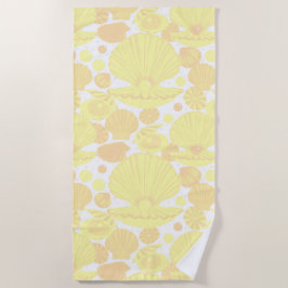 Lemon Yellow Seashell Pattern Coastal Strandlaken