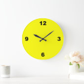 Lemon Yellow Simple Black Numbers-klok Grote Klok (Huis)