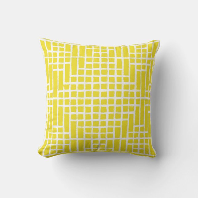Lemon Yellow Square Pattern Kussen (Voorkant)