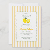 Lemon Yellow Stripe Chic Graduation Party Kaart (Voorkant)