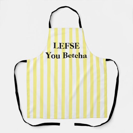 Lemon Yellow Striped Lefse All-Over Print Apron Schort (Voorkant)