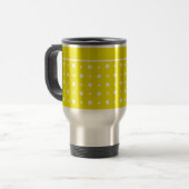 Lemon Yellow Travel Mug met witte pooldots Reisbeker (Voorkant links)