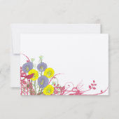 Lemon Yellow Violet Deep Pink Wild Flower Wedding RSVP Kaartje (Achterkant)